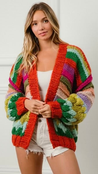 Delaney Multi Colored Knit Cardigan