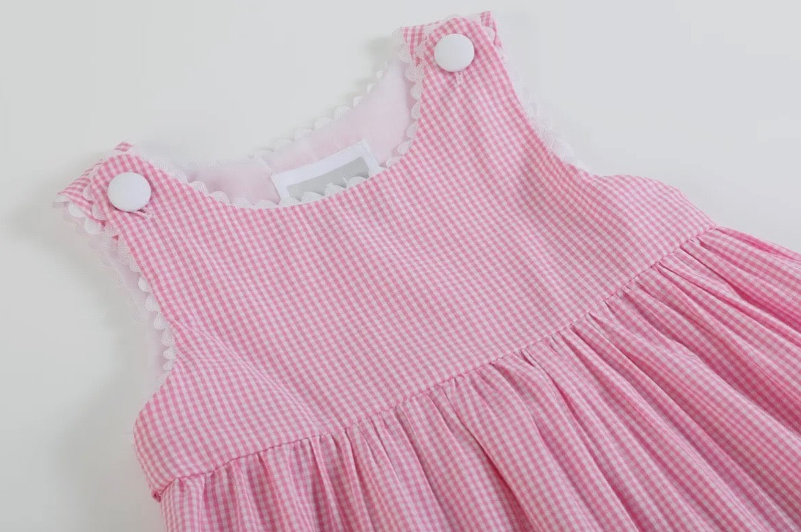 Lil Cactus Pink Gingham Bunny Family Dress