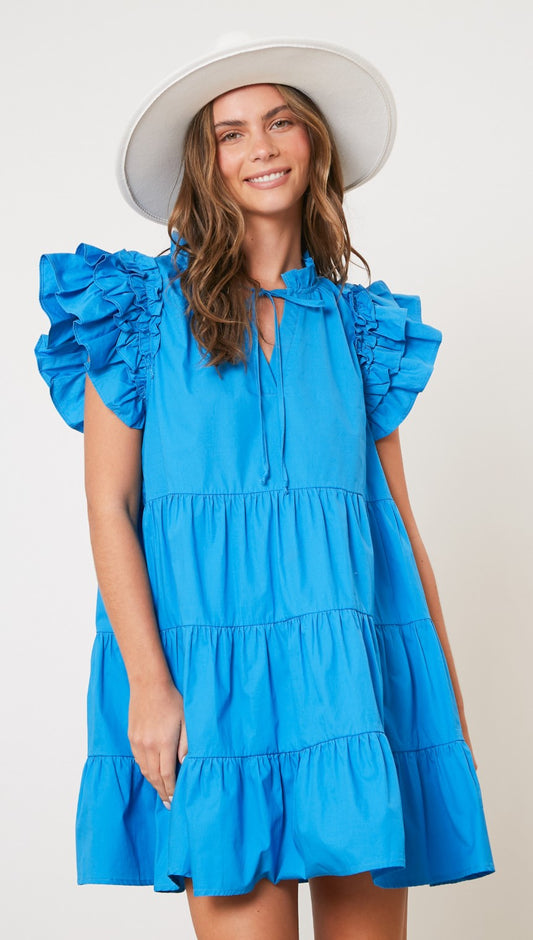 Sassy Blue Babydoll Mini Dress