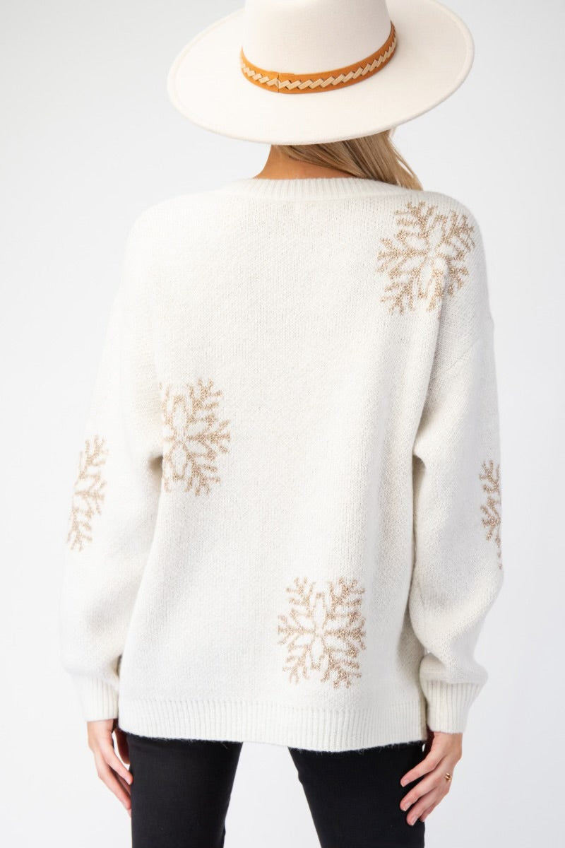 Reindeer Pattern Ivory Christmas Sweater