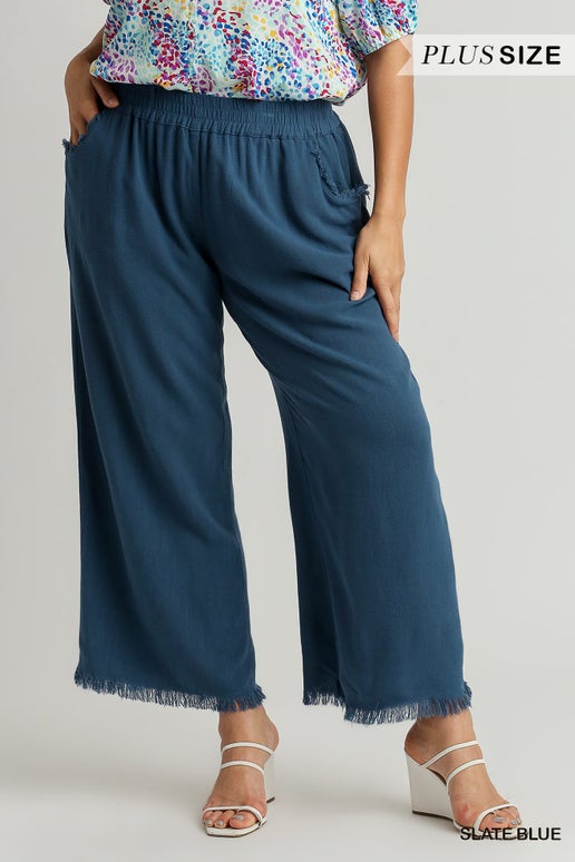 Living the Easy Life Solid Linen Wide Leg Plus Size Pants