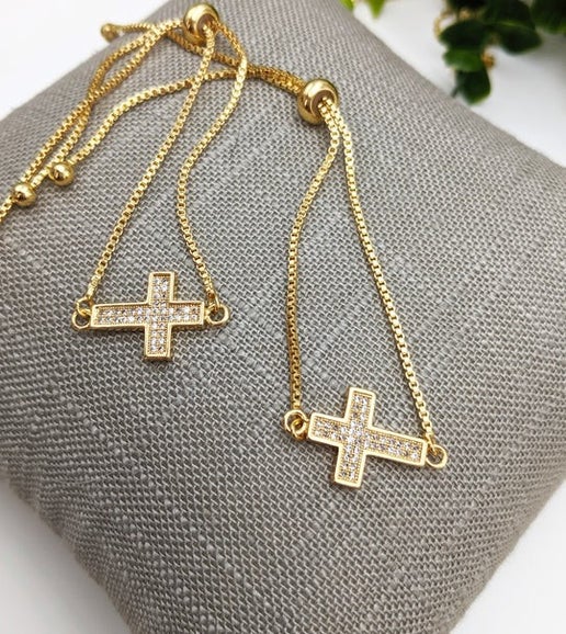 Gold Cross Adjustable Bracelet