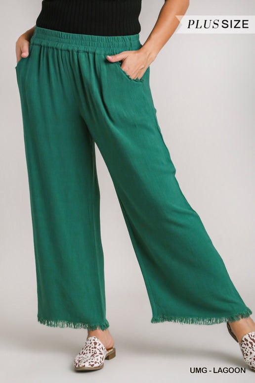 Living the Easy Life Solid Linen Wide Leg Plus Size Pants