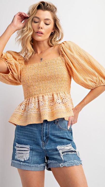 Connie Plaid Puff Sleeve Top