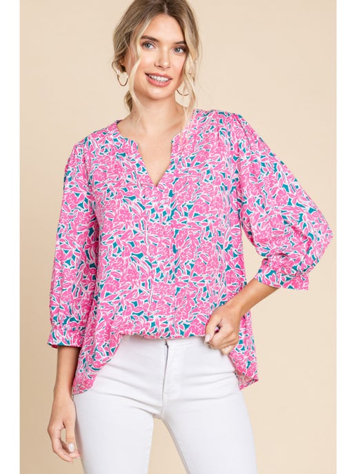 Perfectly Pink Floral Mix Top