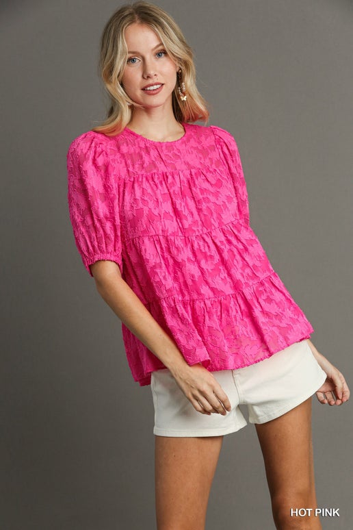 Pinkin’ It Up Hot Pink Baby Doll Top