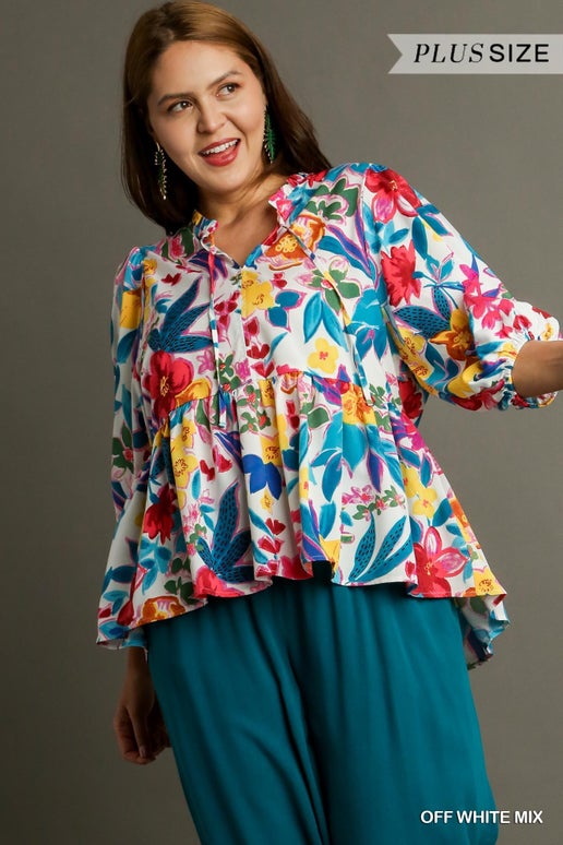 Umgee Mix Floral Plus Size Top